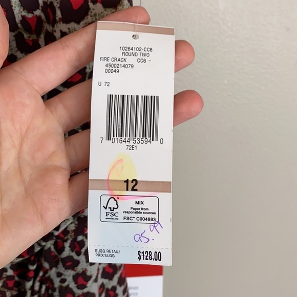 NWT Nine West Brown And Red Cheetah Mini Dress 12 - Picture 5 of 11